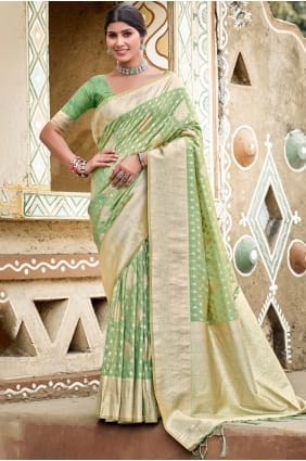Weaving Saree in Pista Silk SR29417