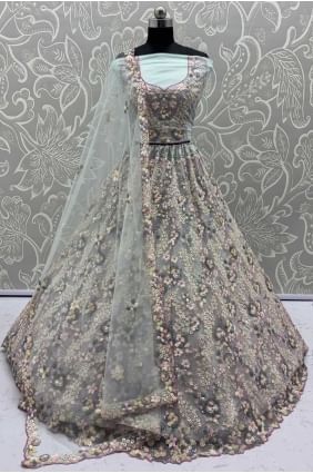 Powder Blue Net Thread Embroidered Lehenga Choli LC8681