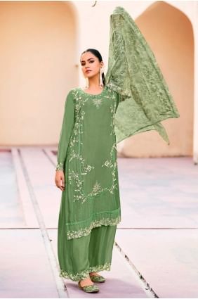 Chiffon Pista Palazzo Suit in Printed PZ4190