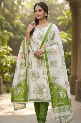 Off white Printed Cotton Salwar Kameez SK15881