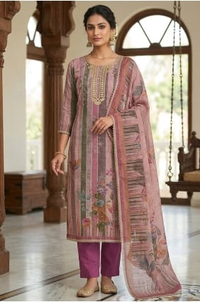 Purple Salwar Kameez in Printed Cotton SK159072