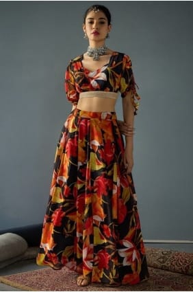 Lehenga Choli in Multicolor Georgette with Printed LC9064