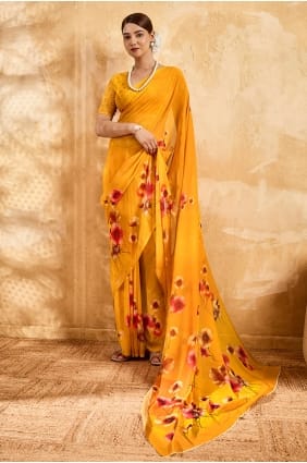 Yellow Saree in Georgette with Printed SR29954