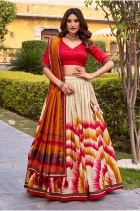 Multicolor Lehenga Choli with Printed Silk LC9025