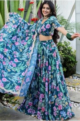 Rama Lehenga Choli with Printed Faux georgette LC8512