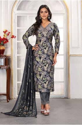 Rayon Black Salwar Kameez in Printed SK155906