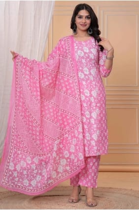 Pink Salwar Kameez with Printed Cotton SK155943