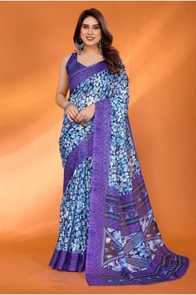 Multicolor Saree in Kota doria with Printed SR30048