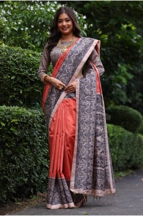 Carrot Saree in Printed Silk SR29621