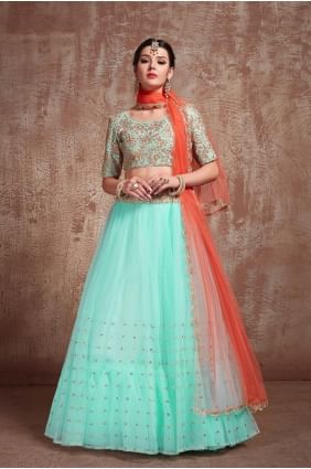 Alluring Aqua blue Art silk Lehenga Choli lc2002
