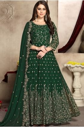 Dark green Georgette Anarkali Suits ASU2255