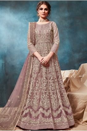 Mauve Net Anarkali Suits AS2275