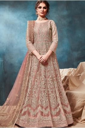 Dusty peach Net Anarkali Suits AS2277