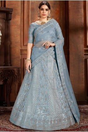 New Powder blue Net Lehenga Choli lc2376