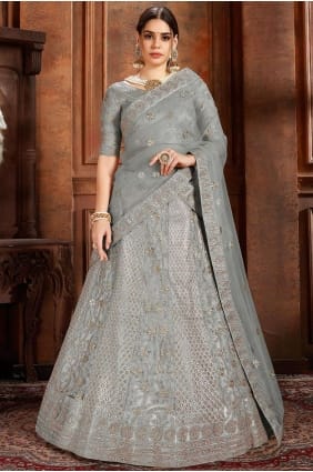 Contemporary Grey Net Lehenga Choli lc2379