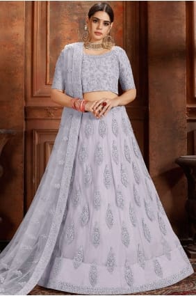 Delicate Grey Net Lehenga Choli lc2385