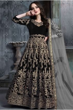 Black Velvet Anarkali Suits AS2379