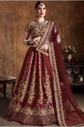 Exquisite Maroon Art silk Lehenga Choli lc2401