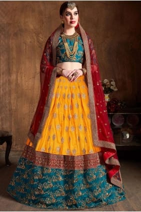Pretty Mustard yellow Art silk Lehenga Choli lc2404