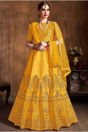 Designer Yellow Art silk Lehenga Choli lc2407