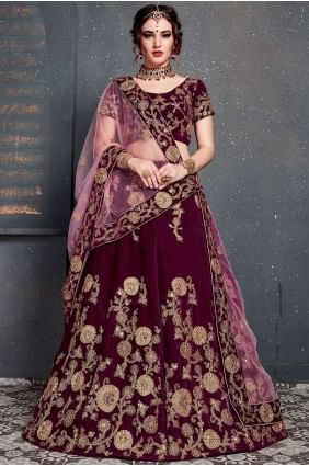 Classy Pink,magenta Velvet Lehenga Choli lc2432