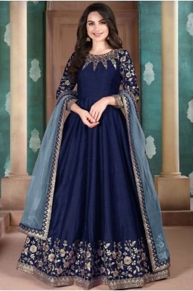 Royal blue Silk Anarkali Suit AS2577