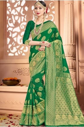 Divine Green Art silk Banarasi Saree sr16613