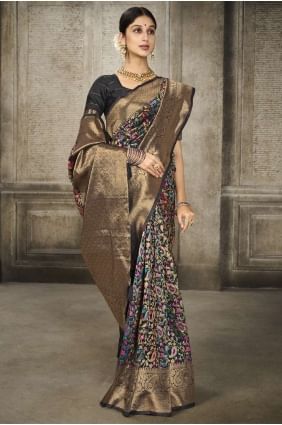 Banarasi silk Saree with Weaving in Black SR24661