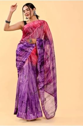 Wine pink Patch,thread,embroidered Cotton Saree SR24899