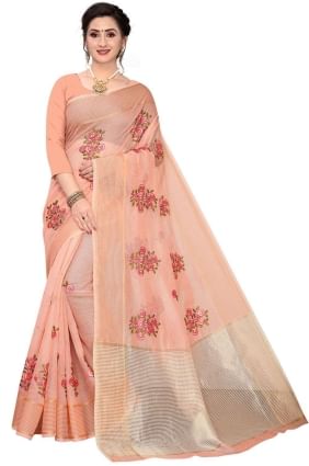 Net Saree with Weaving in Coral SR24958