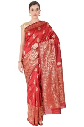 Silk Saree Red with Weaving SR24966