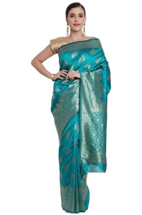 Turquoise Saree in Silk with Weaving SR24970