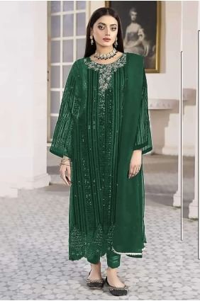 Salwar Kameez with Green Embroidered Georgette SK153467