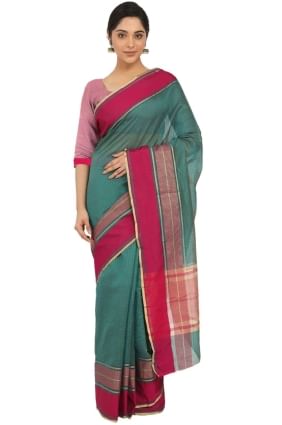 Coral pink Saree in Weaving Linen SR25190