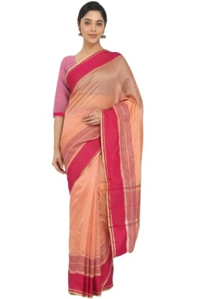 Peach Saree in Weaving Silk SR25192
