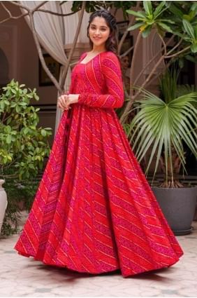 Cherry pink Indowestern in Digital print Georgette PZ3710