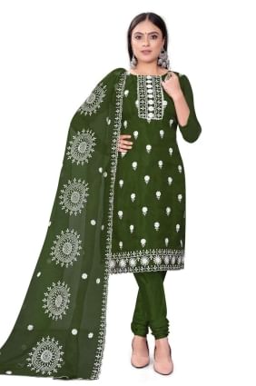 Embroidered Green Salwar Kameez Chanderi with Dupatta SK153659