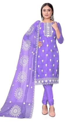 Lavender Salwar Kameez with Embroidered Chanderi SK153661