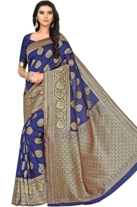 Saree in Weaving Navy blue Silk SR25569