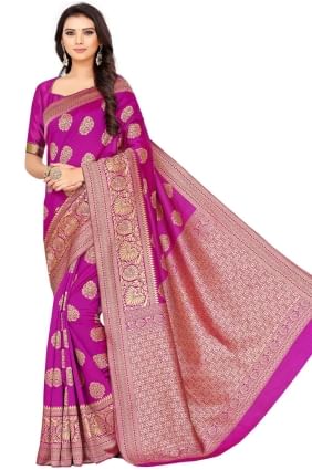Weaving Silk Saree in Rani pink with Blouse SR25571