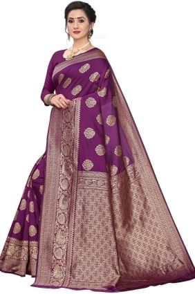 Saree Purple in Silk with Weaving SR25573