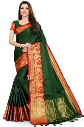 Silk Green Saree with Weaving SR25578