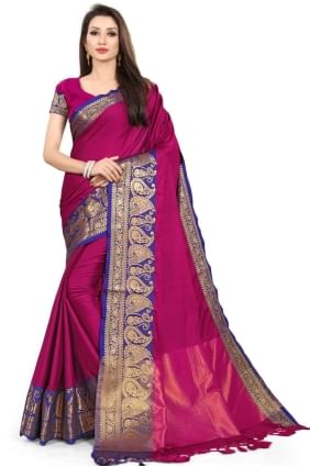 Silk Saree in Weaving Pink with Blouse SR25579