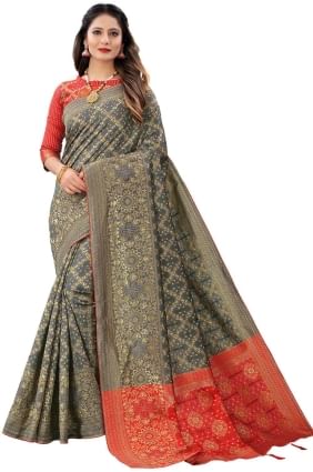 Silk Saree Grey with Weaving SR25605