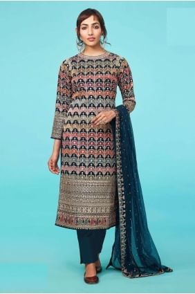 Georgette Multicolor Salwar Kameez in Embroidered SK153744