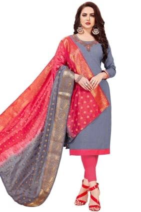 Embroidered Silk Salwar Kameez in Multicolor with Dupatta SK153753