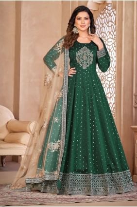 Green Anarkali Suit with Embroidered Taffeta AS3762