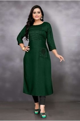 Green Rayon Kurti KTI2265