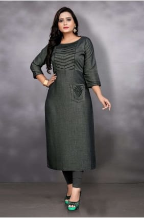 Rayon Embroidered Grey Kurti KTI2270