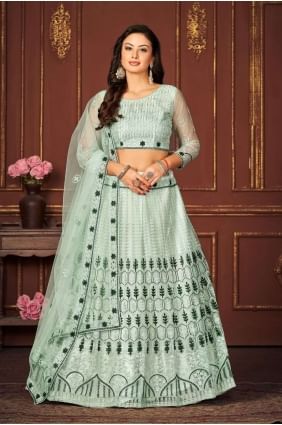 Net Sky blue Lehenga Choli Embroidered LC7551